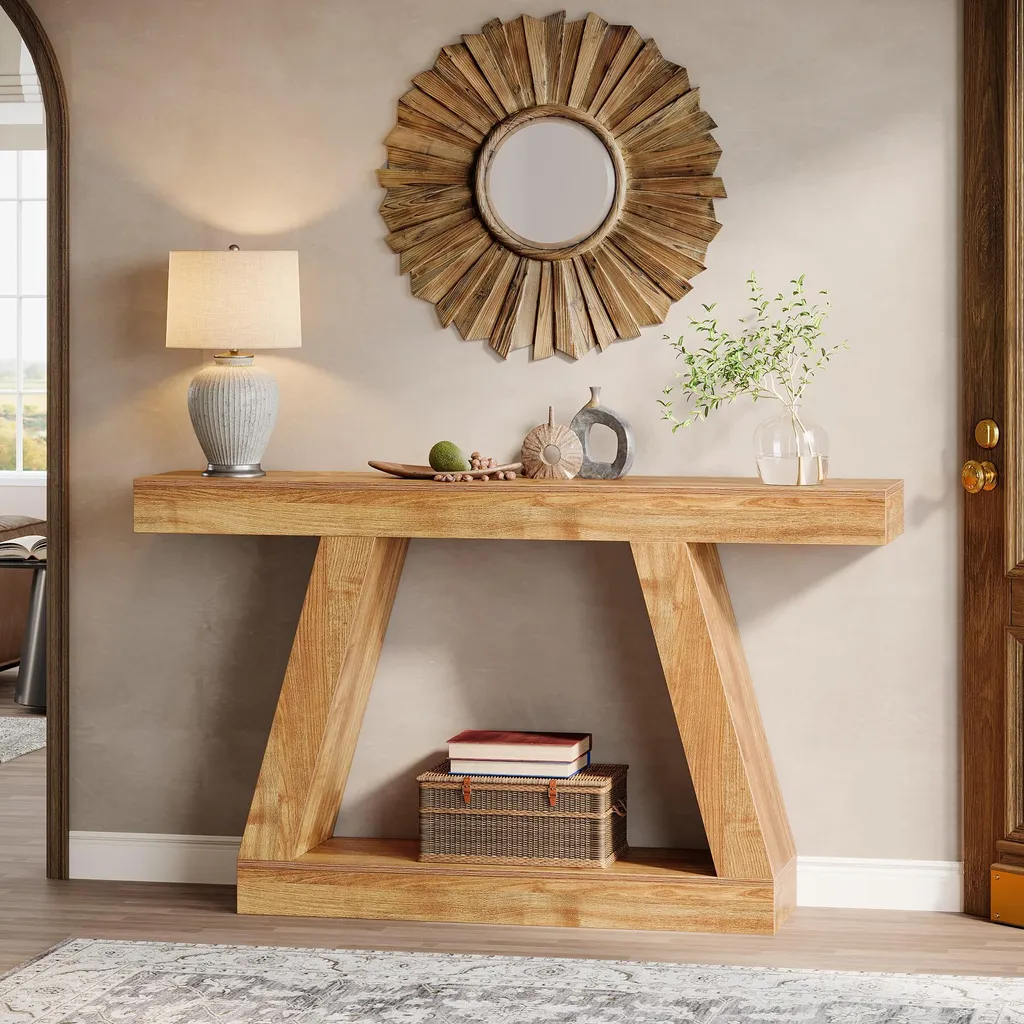 Table Console Robuste 140 cm, Solution Gain de Place pour Entrée - 3