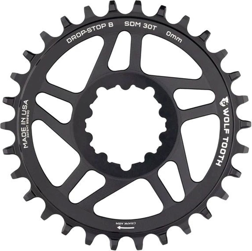 Wolf Tooth SRAM 3-bolt Direct Mount Kettenblatt, Boost 52mm/Offset 3mm, 34 Z., Drop-Stop ST, black