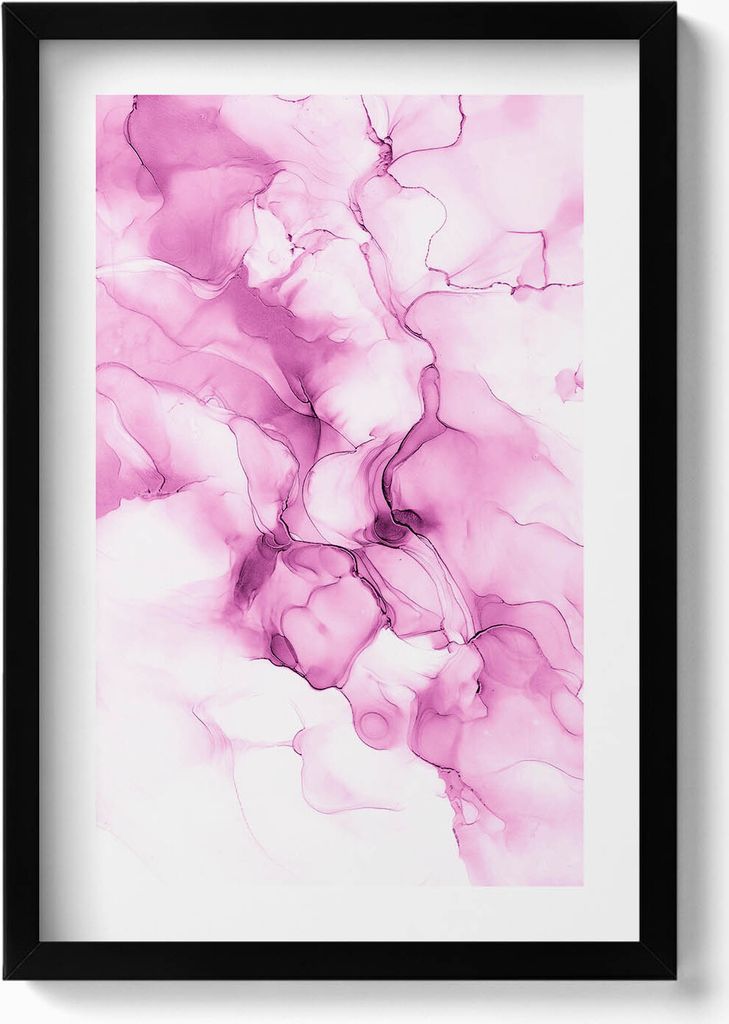 Flüssige Textur– Wandbild mit Rahmen – Gerahmtes Bild – Wanddekoration – 40x60 cm – Schwarz
