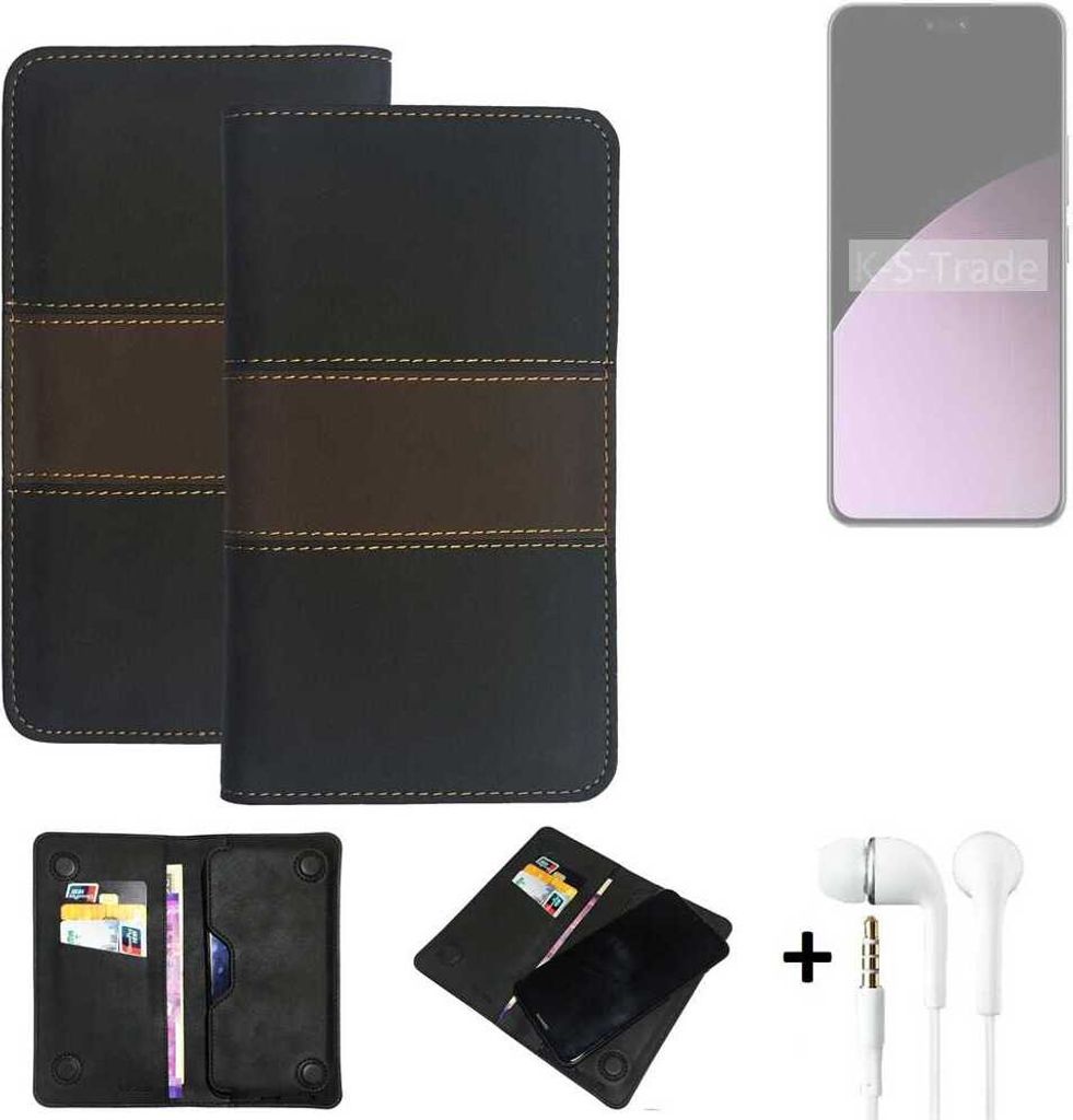 K-S-Trade Handyhülle + Kopfhörer kompatibel mit Xiaomi Civi 4 Pro Schutzhülle Walletcase Bookstyle Tasche Schutz Case Hülle Wallet Cover
