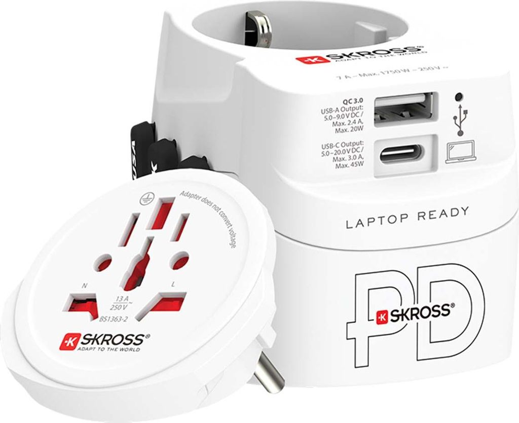 SKROSS World Travel Adapter Pro Light USB AC45PD World Image du produit 