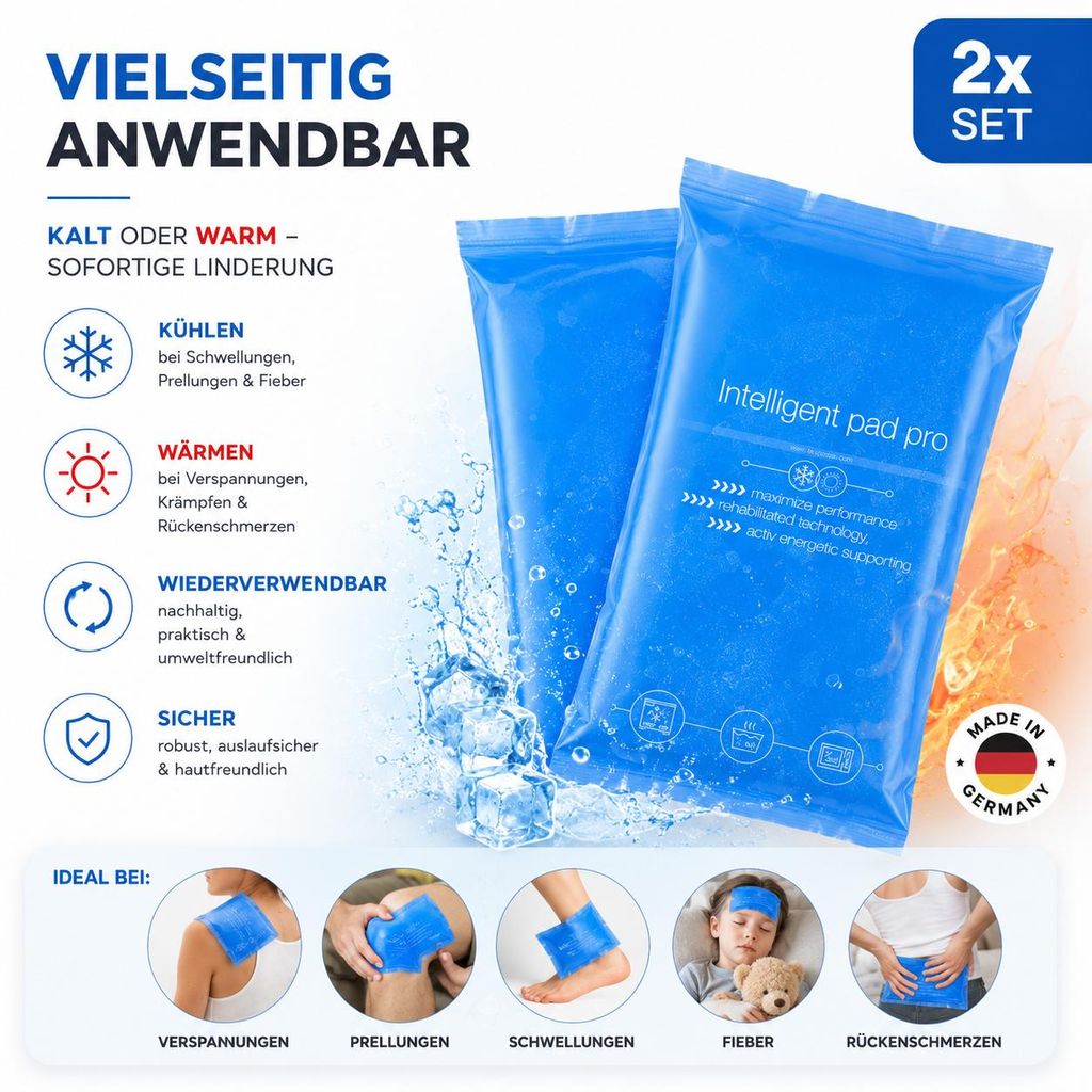 Warm/Kalt Kompresse Gelkissen blau 2er Set