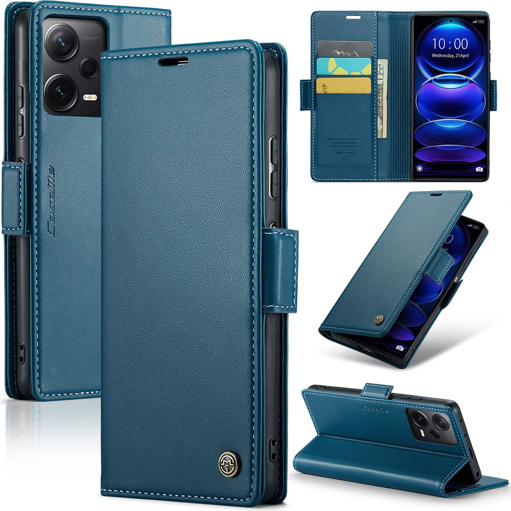 Redmi Note 12 Pro+ Hülle, Leder Brieftasche Kartenfach Schutzhülle mit Standfunktion für Xiaomi Redmi Note 12 Pro+ Blau