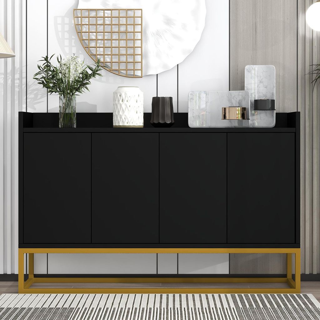 Merax Sideboard mit goldenem Metallrahmen, 120*30*80 cm