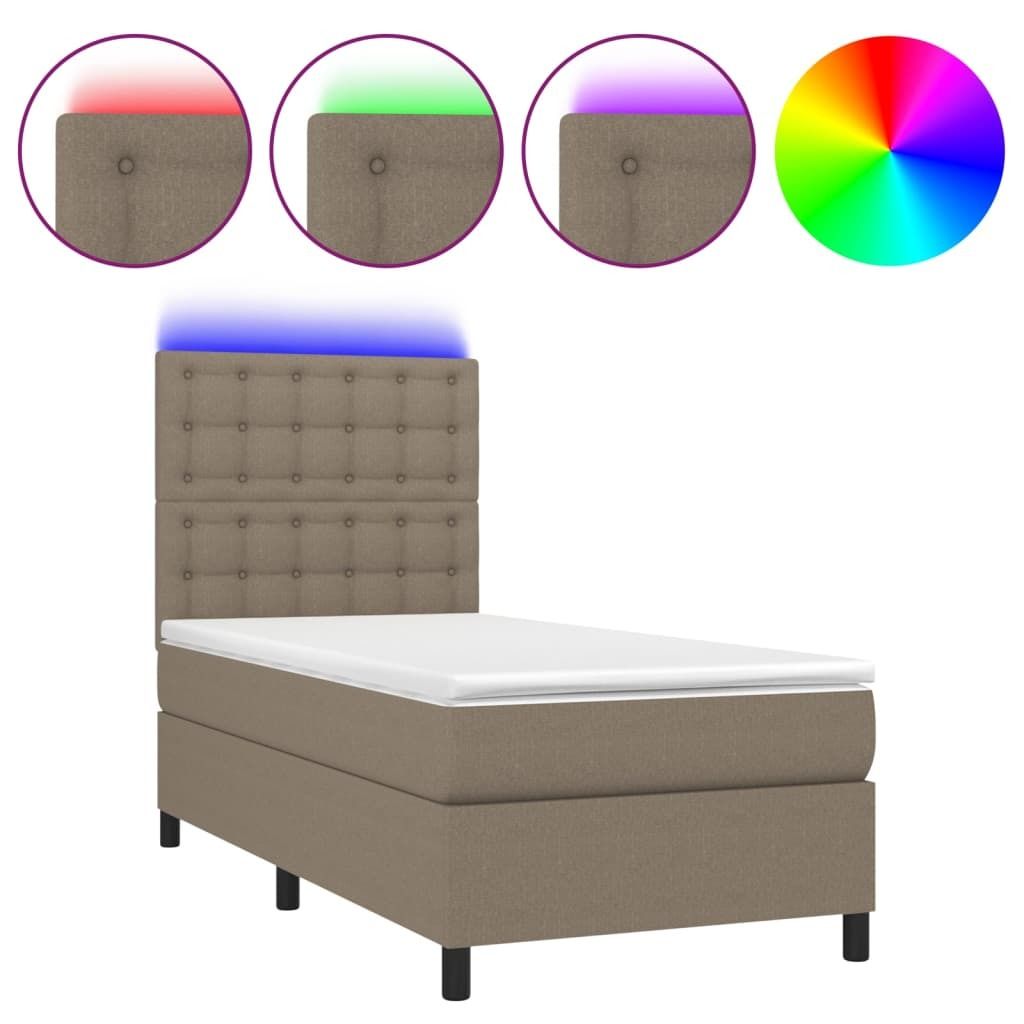 SYFAX Boxspringbett mit Matratze & LED Taupe 90x190 cm Stoff