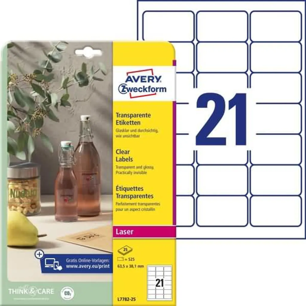 Etichette Avery 63,5x38,1 Trasparente Lucido - Design Professionale