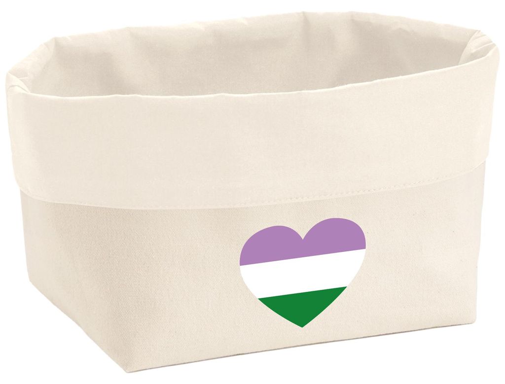 Huuraa Organizer Genderqueer Pride Flagge LGBTQ Herz 3 Liter Medium Canvas Baumwolle Utensilo Geschenkidee