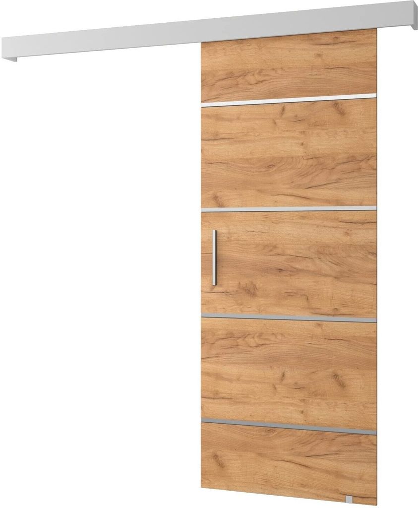 MEBLE KRYSPOL Salwador 4 Schiebetür, 80x204 cm, Handwerk Gold, Weiß, Silber