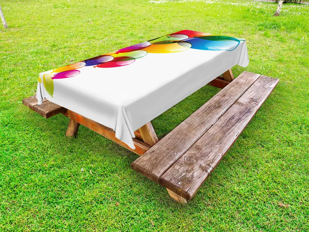 ABAKUHAUS Colorato Tovaglia, Palloncini Colorati, Rettangolare per Sala da Pranzo e Cucina, 140 cm x 200 cm, Multicolore