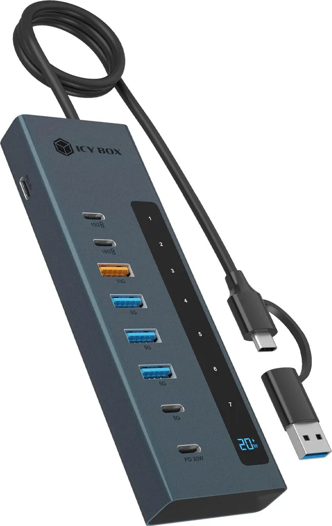 Hub USB 3.2 Icy Box IB-HUB1743-CPD 9 Porte 10Gbps USB-C/A