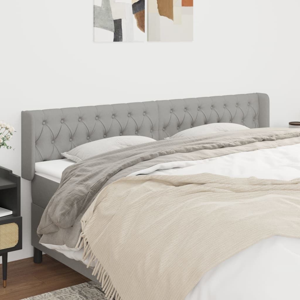Maison Exclusive - Kopfteil mit Ohren Hellgrau 183x16x78/88 cm Stoff