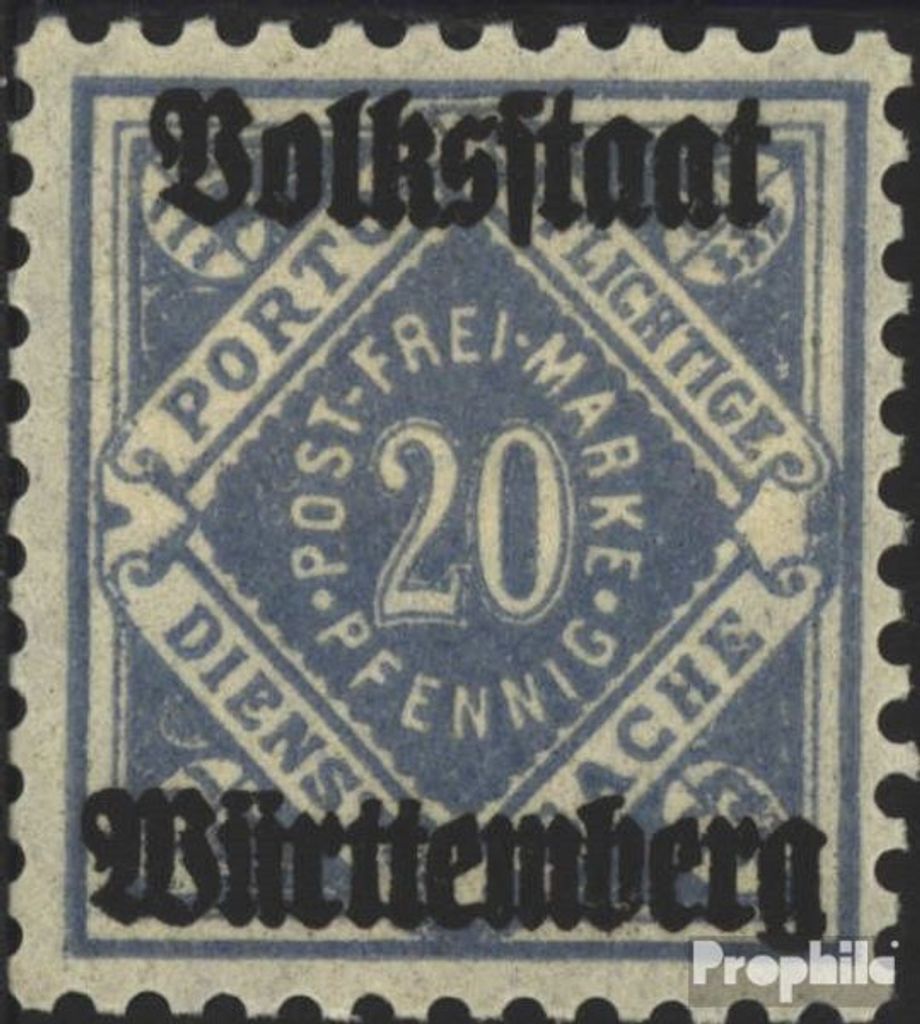 Briefmarken Württemberg 1919 Mi D140b postfrisch Ziffern in Raute