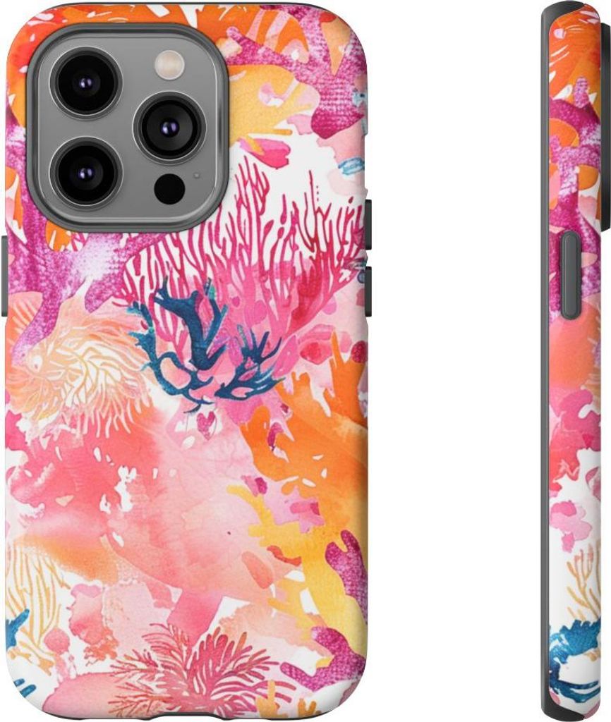 Lebendiges Korallenriff-Aquarell – Hülle Kompatibel mit iPhone 14 Pro