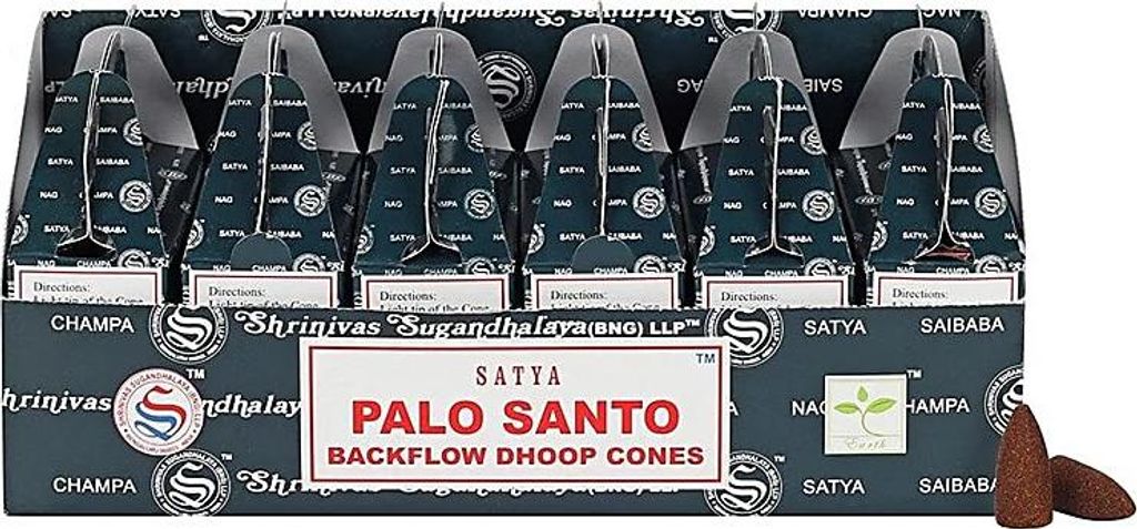 Räucher Set Palo Santo Rückfluss Räucherkegel -- 75 g + Orientalischer Kerzenhal