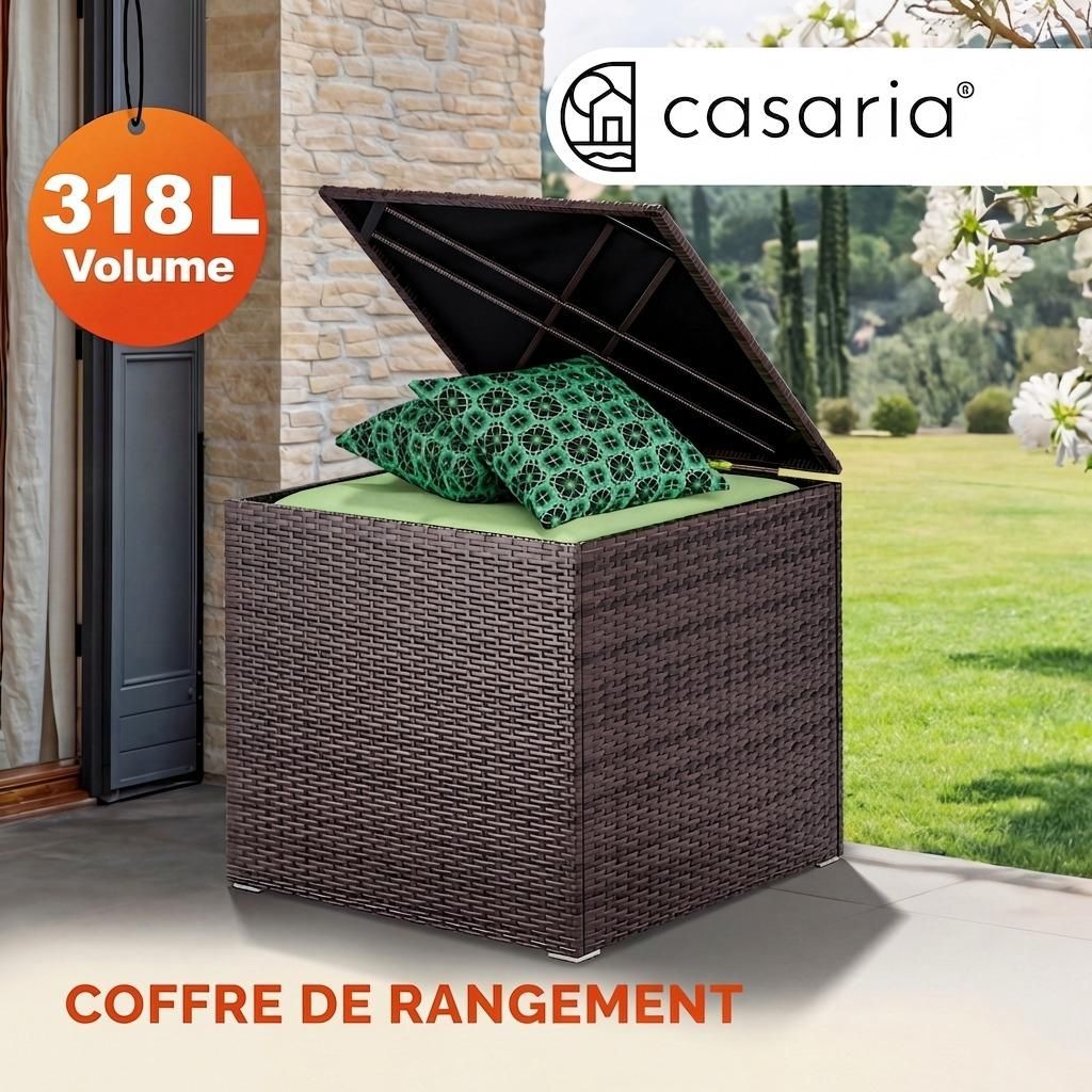 CASARIA® Coffre de rangement en polyrotin 318 L marron avec Image du produit 