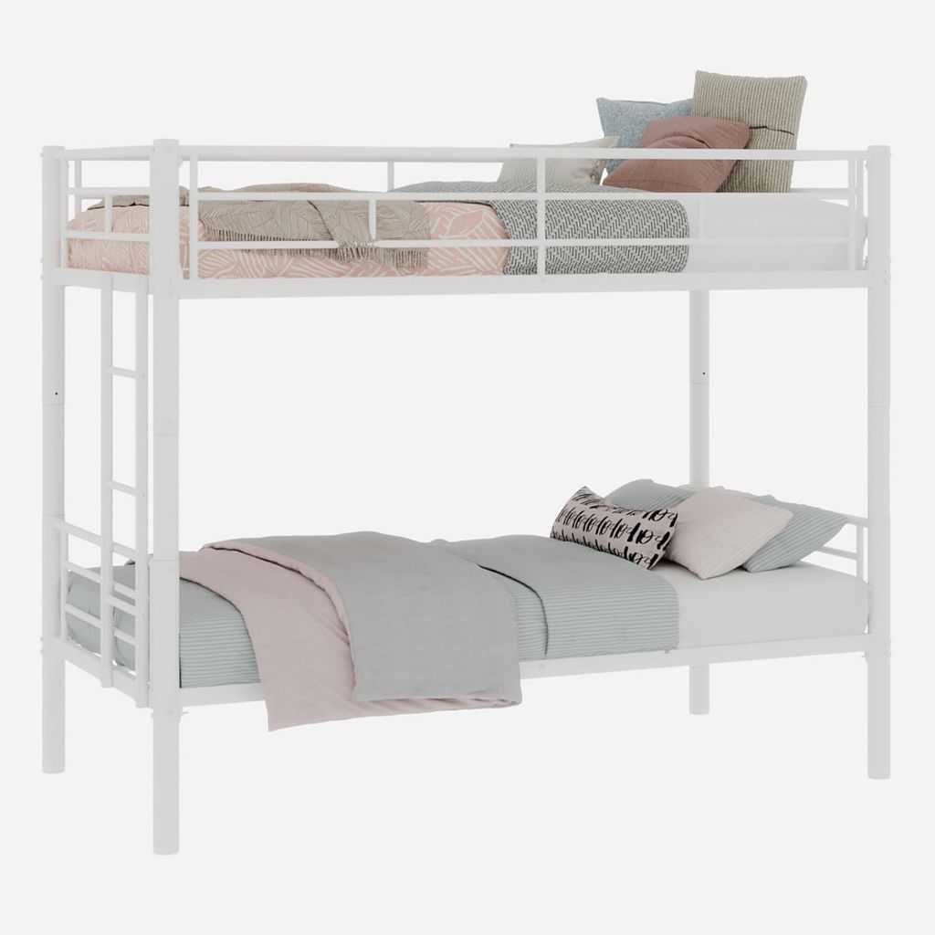 Twin über Twin Metall Etagenbett für Kinder Jungen Mädchen, Metallstruktur Bettgestell mit Leitern & Geländer, Convertible 2 Betten
