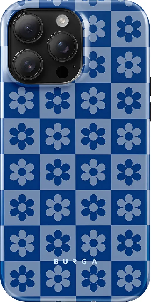 Coque iPhone 14 Pro Antichoc Burga Bloom Boom - Silicone Souple et Bleu