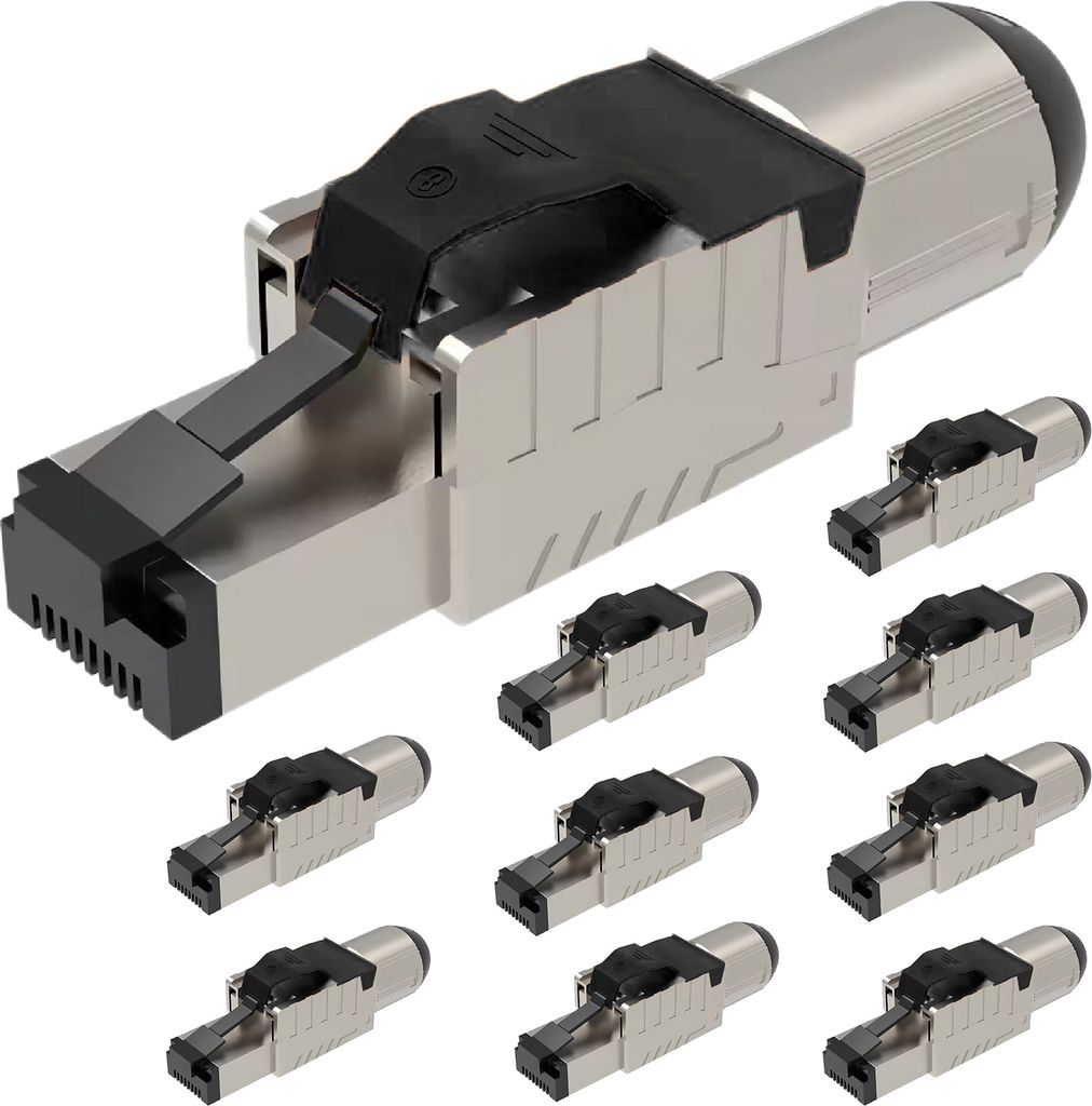 Netzwerkstecker Cat8 Cat8.1 RJ45 Stecker 10 Steckverbinder werkzeuglos geschirmt