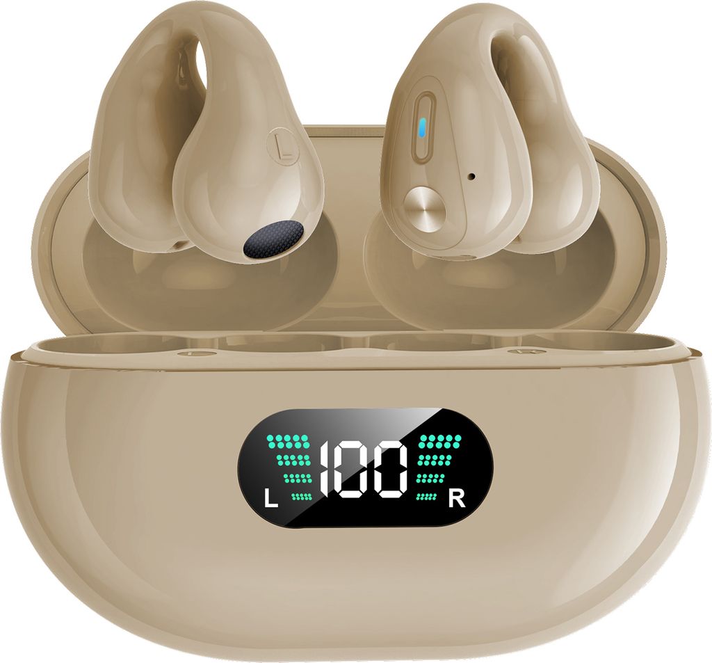 YYK-Q80 Kabellose Ohrhoerer-Kopfhoerer mit Ohrbuegeln, integriertem 350-mAh-Akku, Clip-on-Kopfhoerer, BT5.3-Headset mit HiFi-Stereoanlage
