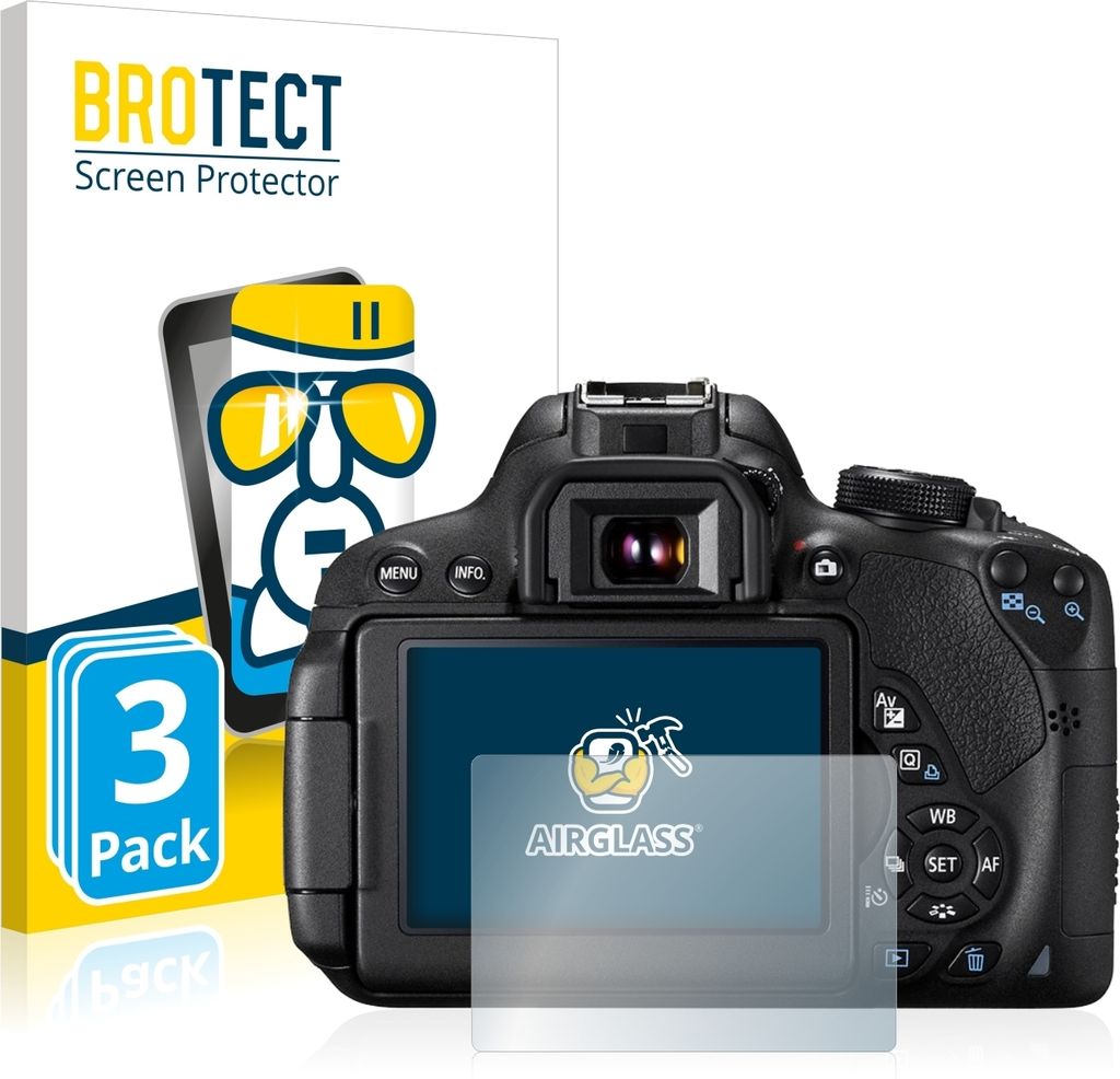 3x BROTECT Schutzglas für Canon EOS 700D Schutzfolie Panzer Folie Glas Display Schutz klar