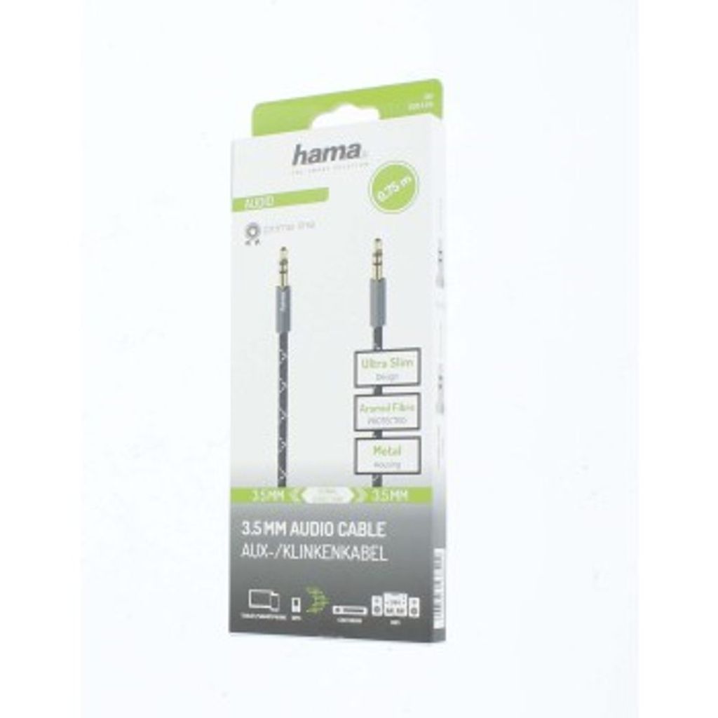 Hama 00205129, 3.5mm, Męska, 3.5mm, Męska, 0,75 m, Czarny, Zdjęcie produktu 