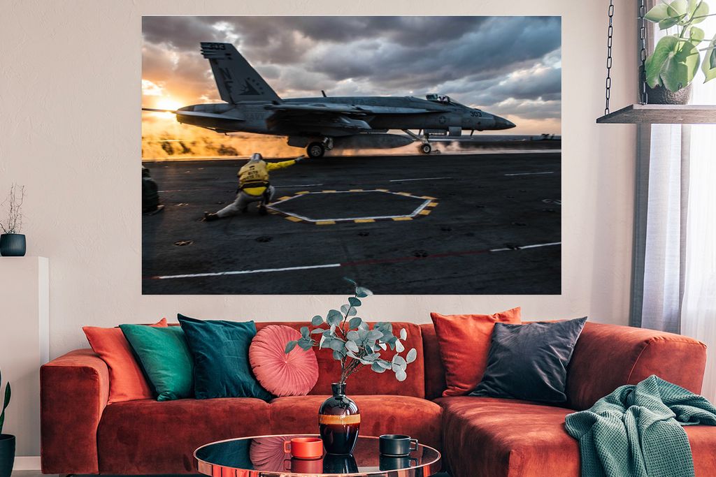 MuchoWow Poster Flugzeuge - Düsenjäger - Sonne 180x120 cm - Fotoplakat