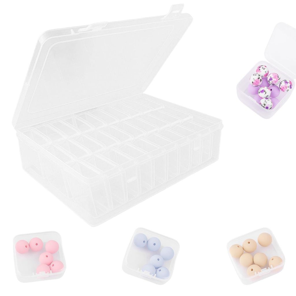 Kleine Aufbewahrungsboxen (5,5 x 5,5 x 2 cm), 30 Stück. Mini-Aufbewahrungsboxen aus transparentem Kunststoff mit Klappdeckeln für Kleinteile, Per...