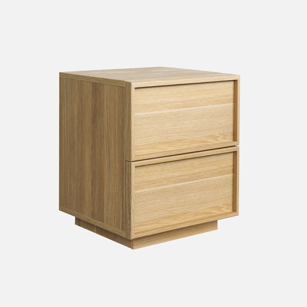 sweeek - Nachttisch mit Holzlook und 2 Schubladen - Natur Produktbild 