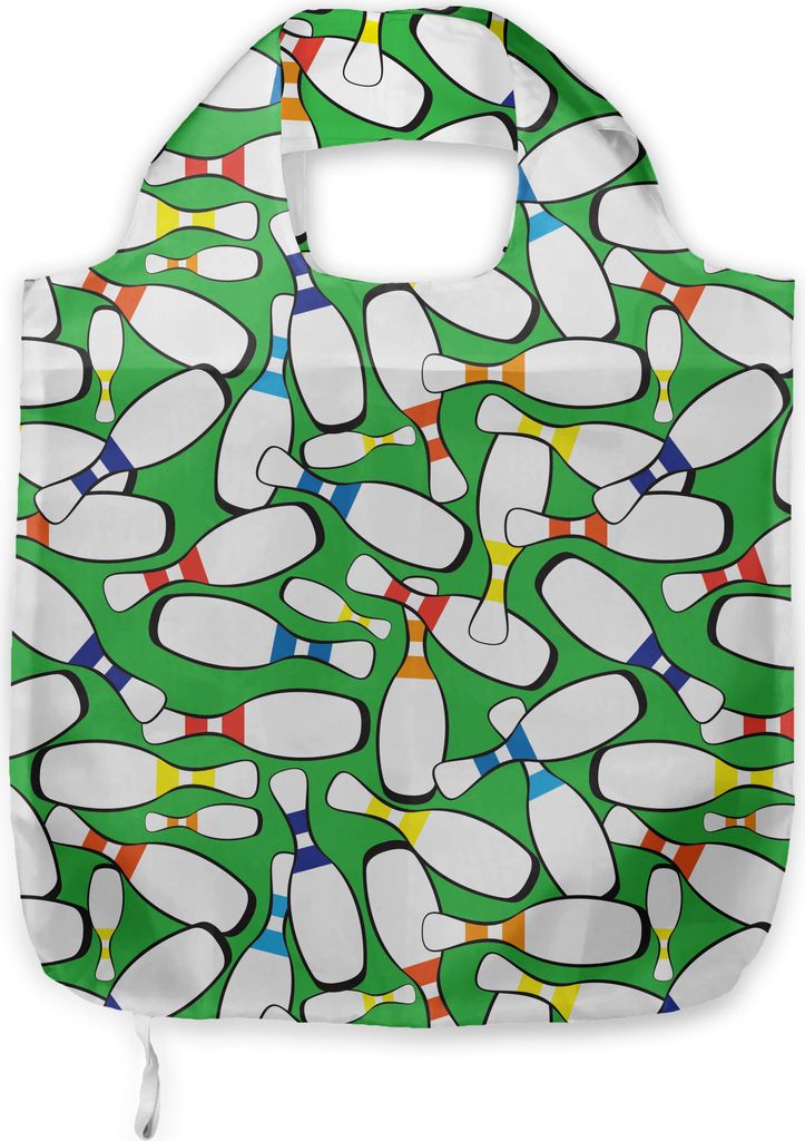 ABAKUHAUS Bowling Tragetasche aus Stoff, Bunte Stifte auf Grün, Praktische Altagsmode Einkaufstaschen, Mehrfarbig