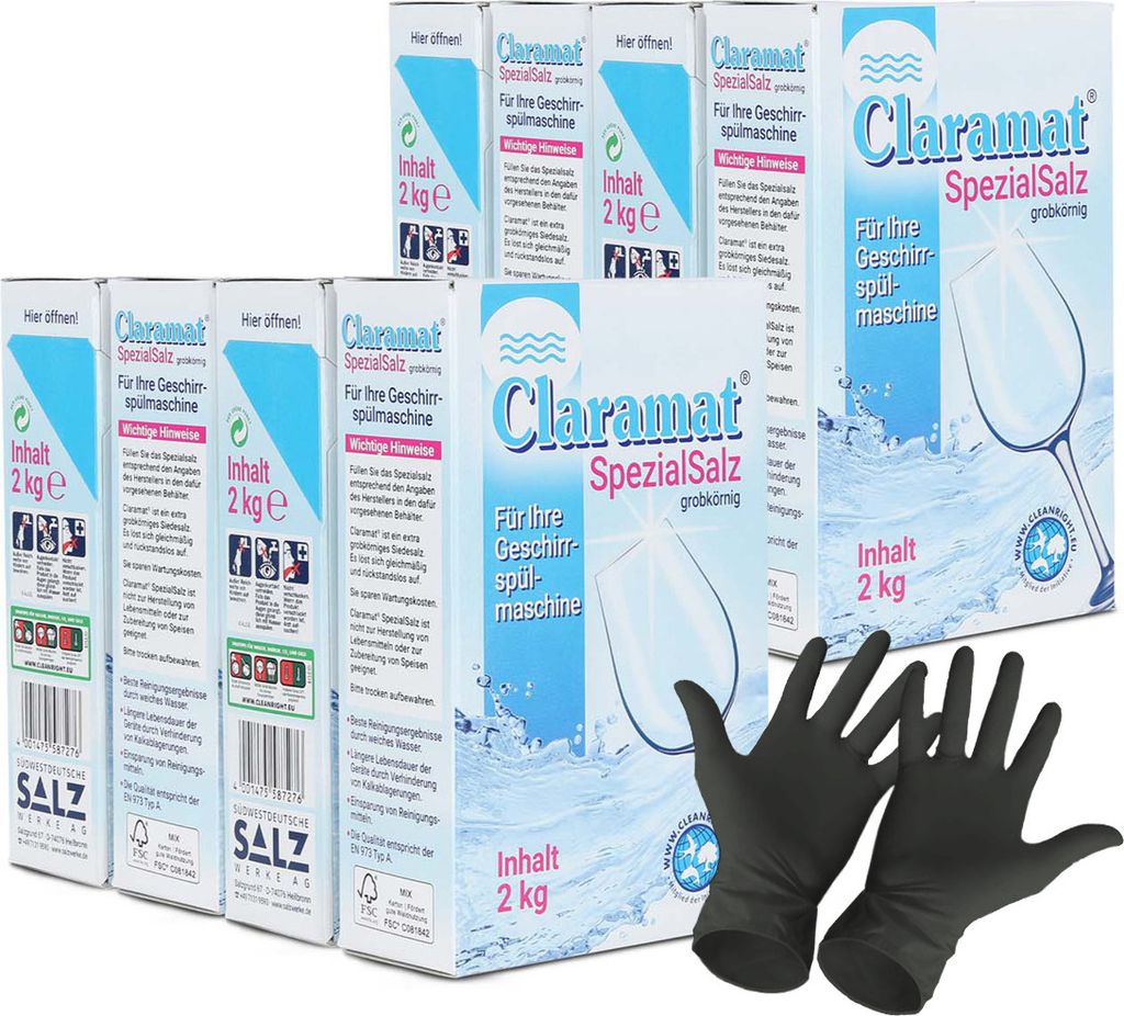 Claramat Spezial Salz 16 kg (8 x 2 kg) Spülmaschinensalz grob