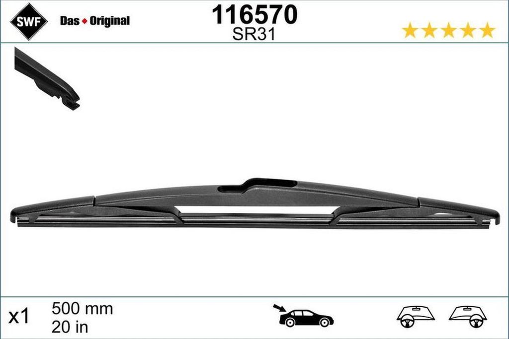 SWF DAS ORIGINAL Heckscheibenwischer Stück für RENAULT LAGUNA II (BG0/1) 500mm