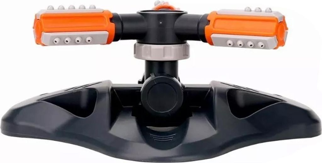 Lawn Sprinkler 3 Arm Nozzles 360 Auto Rotating Irrigation Water Sprinkler for Yard Garden Orange