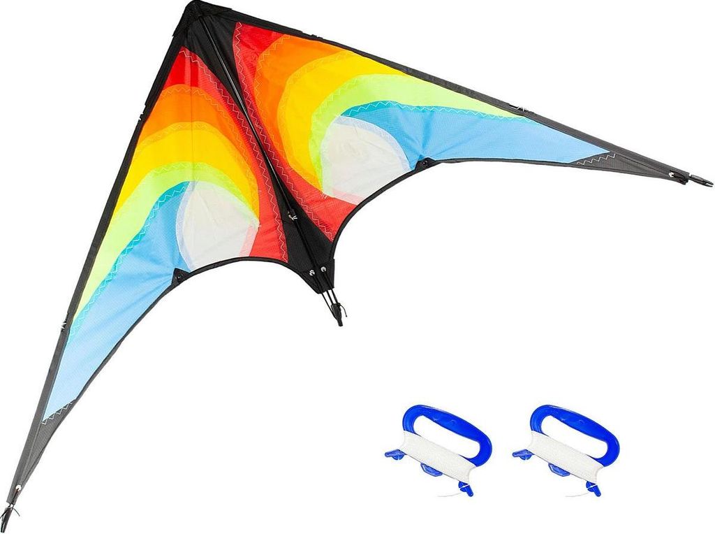 Enero Sportlenkdrachen Akrobatisch 120×55 cm – 2-Leinen Lenkdrachen für Kinder & Erwachsene – bunte Farben, Glasfaserstäbe, Polyester – CE...