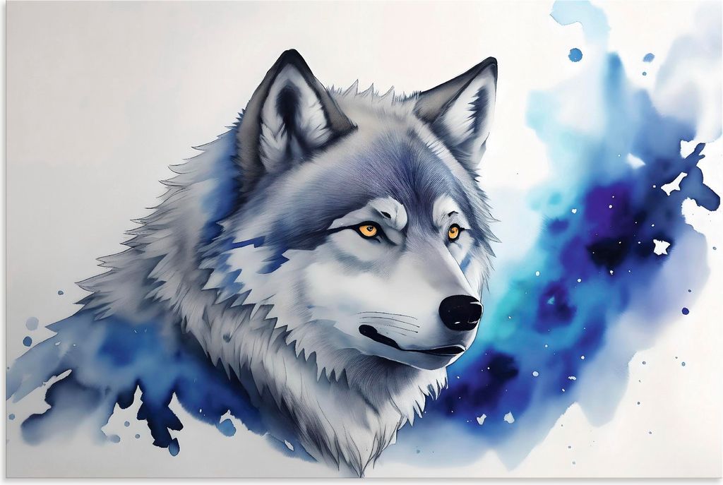 ARTland Wandbild Alu für Innen & Outdoor Wolf Größe: 90x60 cm