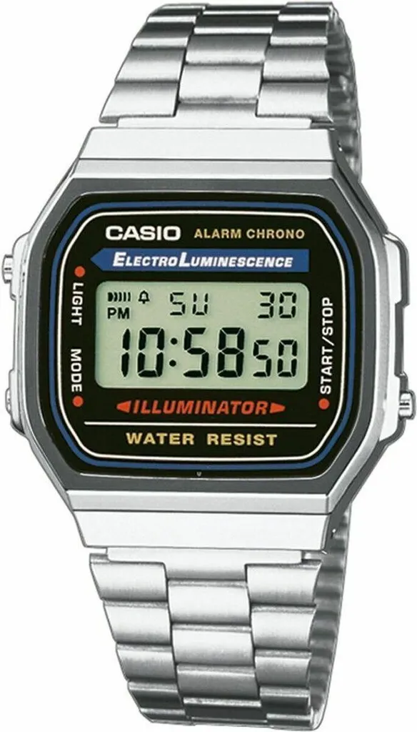 Montre Casio A168WA-1YES Vintage Argent et Noir pour Homme Chic