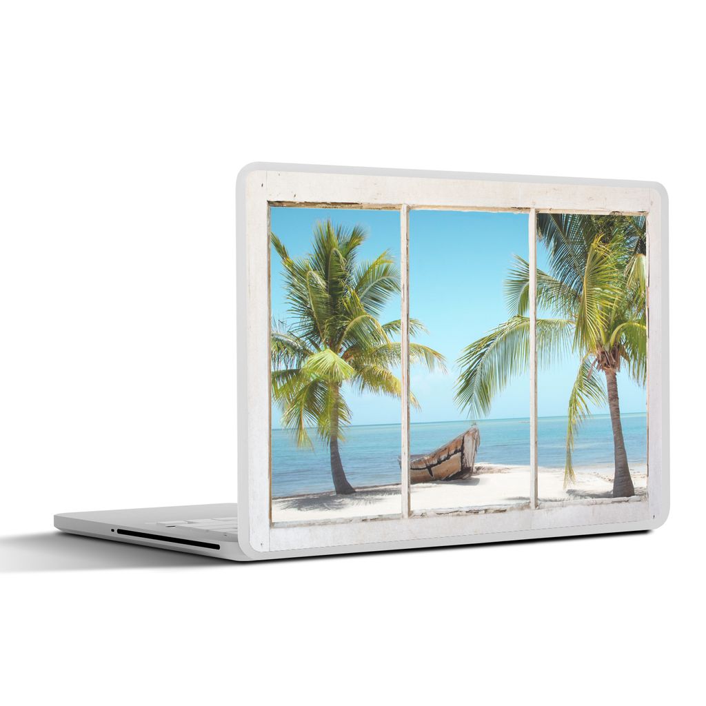 MuchoWow Laptop Aufkleber Sticker Cover Aussichtspunkt - Palmen - Strand 32.5x23.5 cm - Sticker für Laptop - Selbstklebend