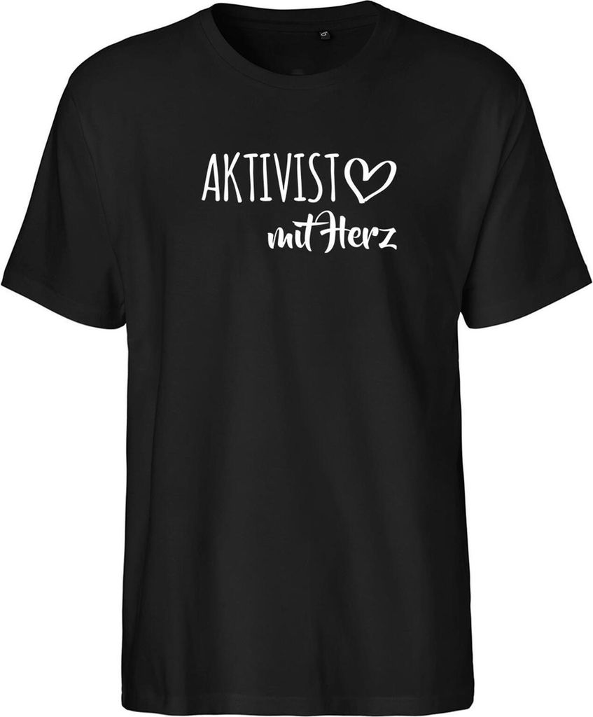 Huuraa Herren T-Shirt Aktivist mit Herz 3XL Black Bio Baumwolle Fairtrade Herrenshirt Geschenkidee