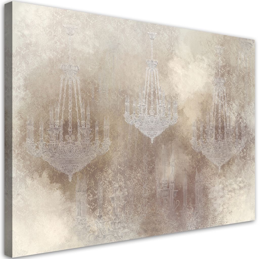 Leinwandbild Kronleuchter 90x60 Feeby Beige bild für die wand bereit zum aufhängen