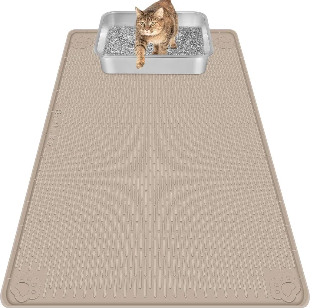 Tapis litière chat silicone vert antidérapant et imperméable format XL