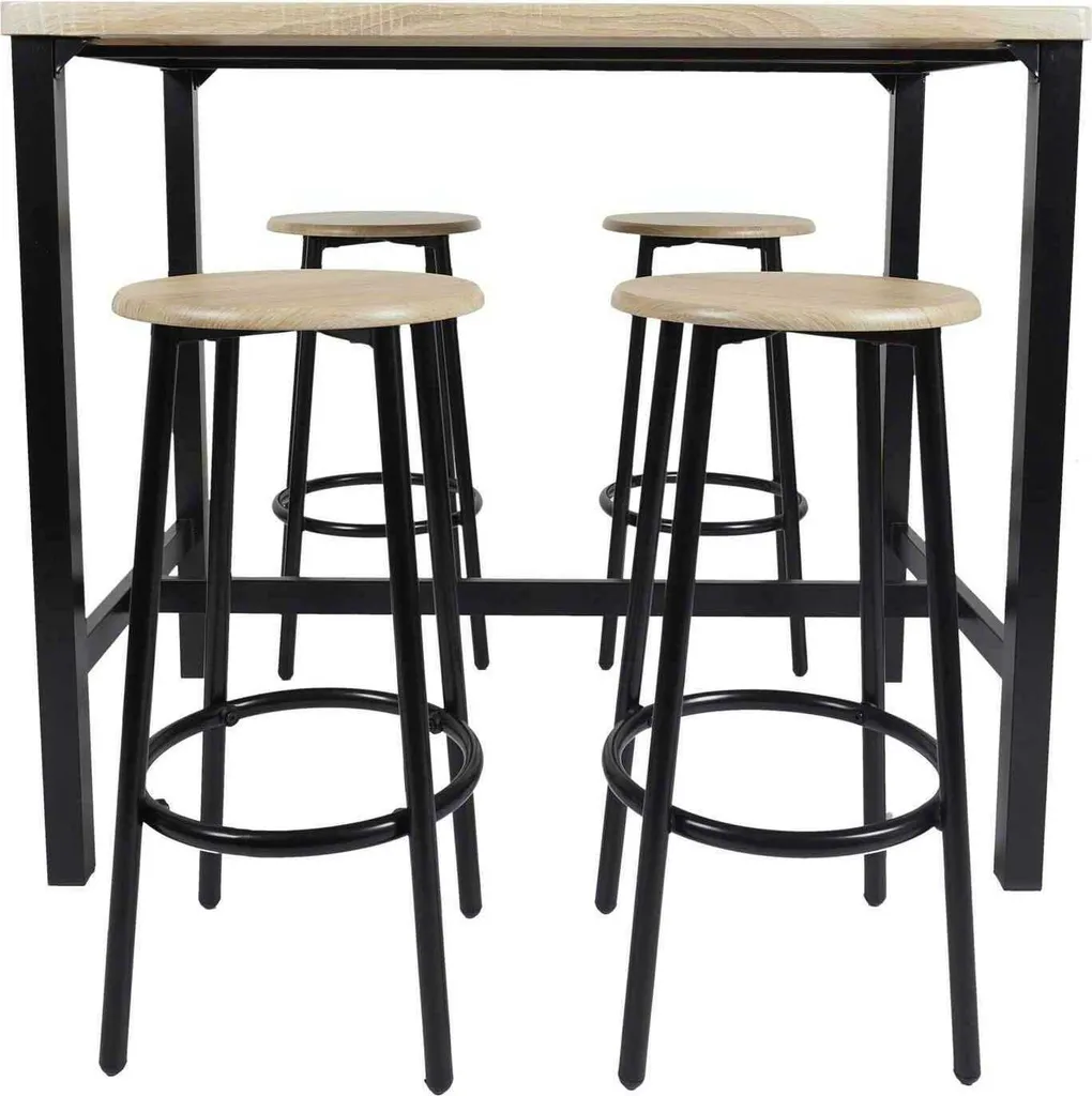 Table mange-debout compacte avec 4 tabourets encastrables - 10