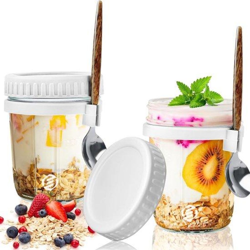 Übernight-Haferflocken-Schüssel-Set, Muesli, Mason-Jar