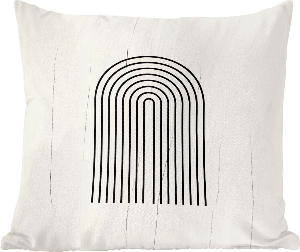 MuchoWow Zierkissen Sofakissen Wohnzimmer Dekokissen 45x45 cm Kunst - Bogen - Schwarz - Weiß - Schlafpolster - Polster für das Sofa