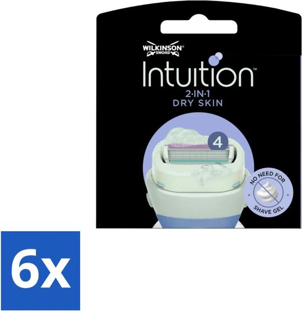 Wilkinson Sword – Nachfüllklingen – Intuition Blades Trockene Haut – Beruhigend – 3 Klingen - Vorteilspack - 6 Stücke