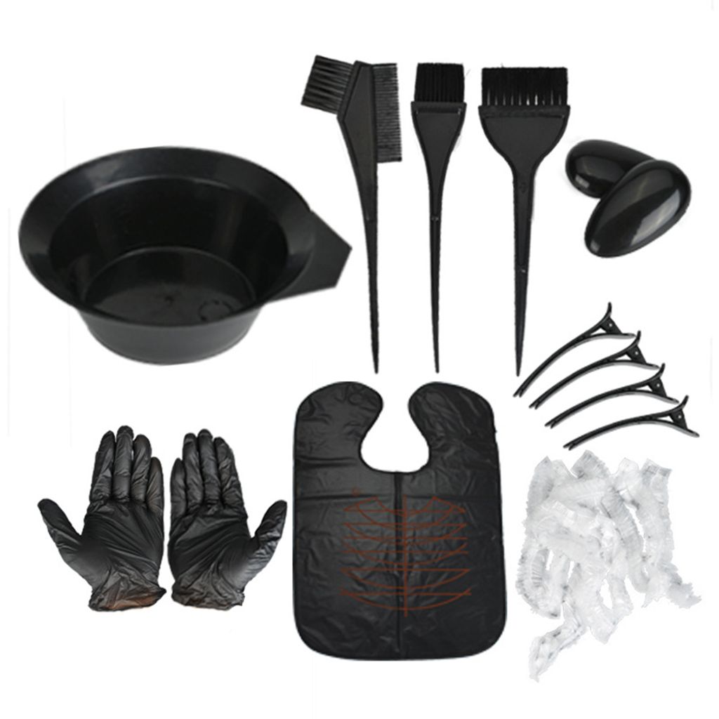 Haarefärbe-Kit – Tönungsschale, Färbepinsel, Kamm, Ohrenabdeckungen & Handschuhe für DIY Salon-Haarfärbung