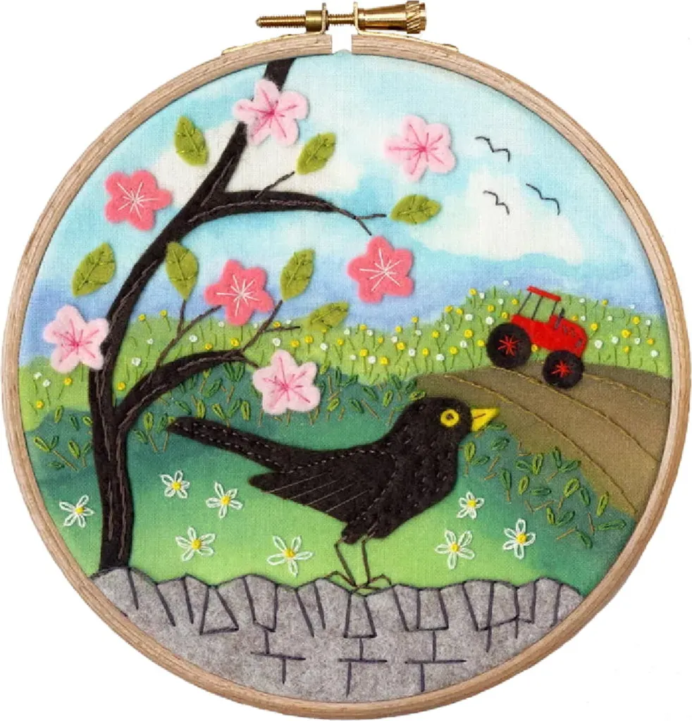 Kit Broderie feutre Bothy Threads Morning Chorus EFE4 avec Cercle 15cm