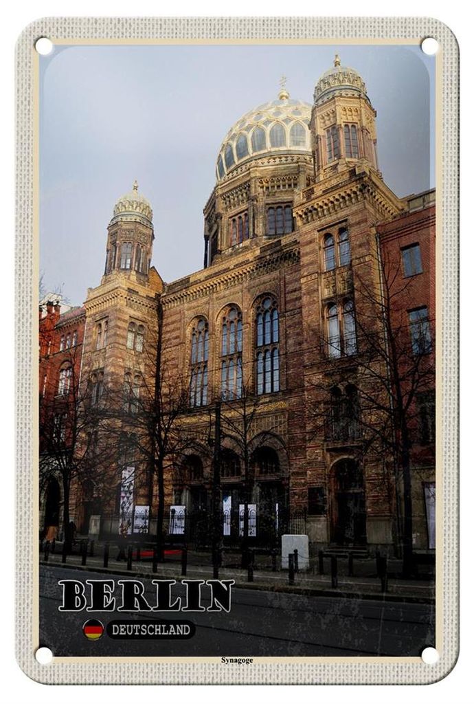Blechschild Städte Berlin Synagoge Deutschland Deko 12x18cm Schild