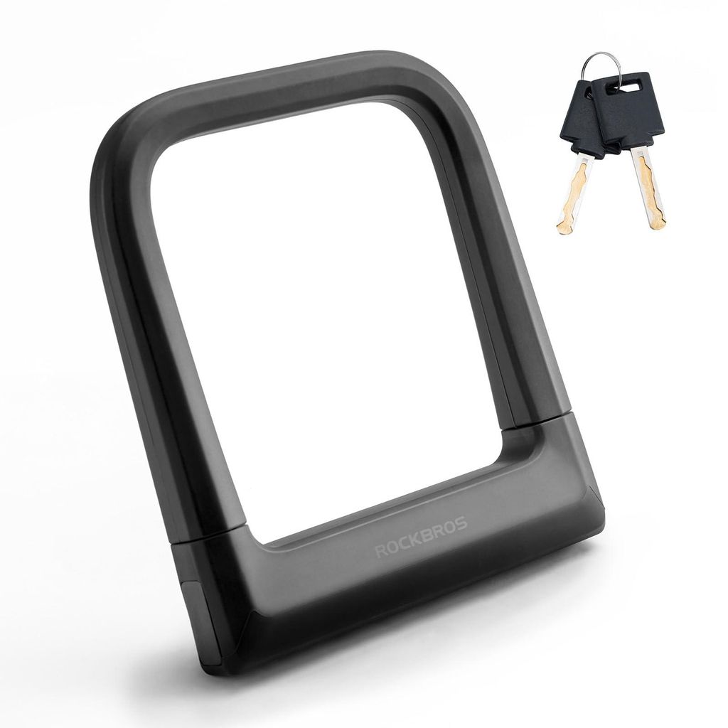 ROCKBROS Fahrrad Schloss U-Fahrradschloss Kabelschloss Bügelschloss, mit Schlüssel, Schwarz