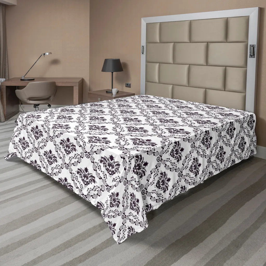 Lenzuolo Damascato ABAKUHAUS 260x228 cm - Marrone e Bianco Elegante