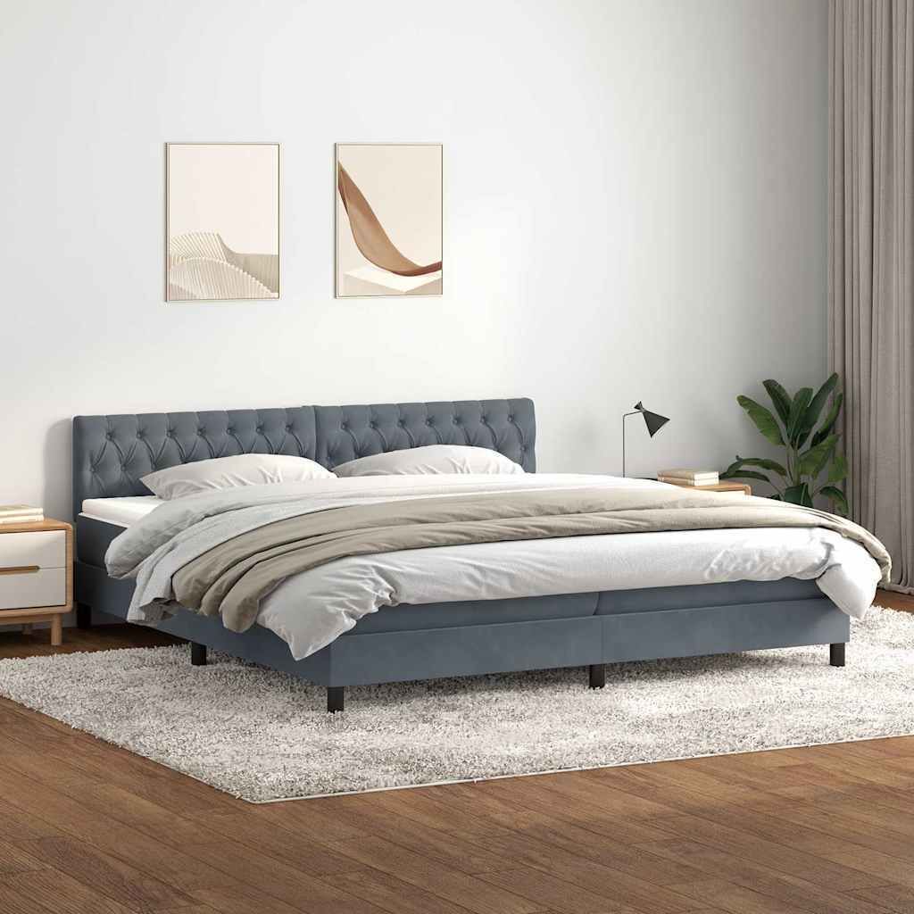 Maison Exclusive - Boxspringbett mit Matratze Dunkelgrau 180x210 cm Samt