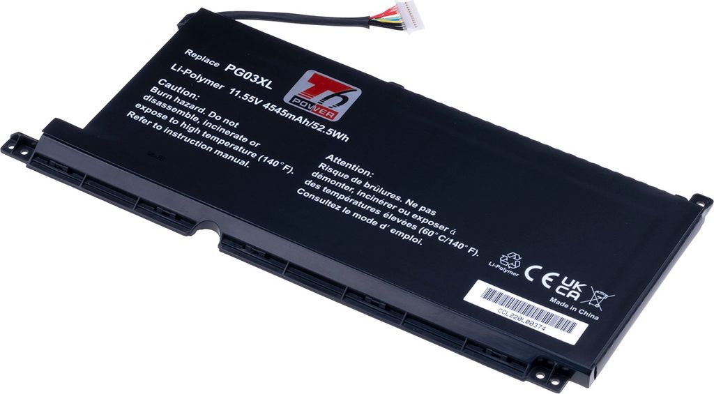 T6 Power Akku für Hewlett Packard Laptop, Teilenummer HSTNN-DB9G, Li-Poly, 11,55 V, 4545 mAh (52,5 Wh), schwarz